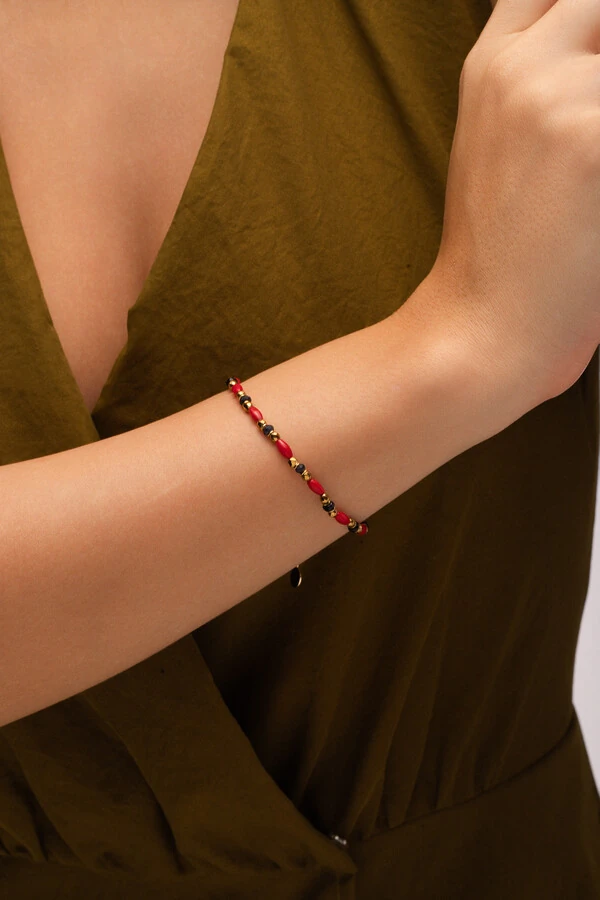 Pulseira Boho Dream Coral Banho Ouro 18K
