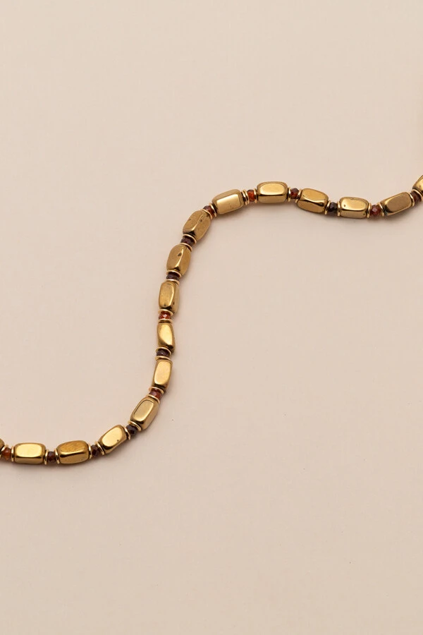 Pulseira Gaia Hematita Mini Zircônia Banho Ouro 18K