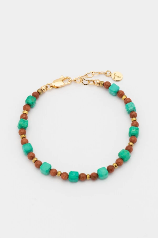 Pulseira Vicenza Goldstone Howlita Banho Ouro 18K