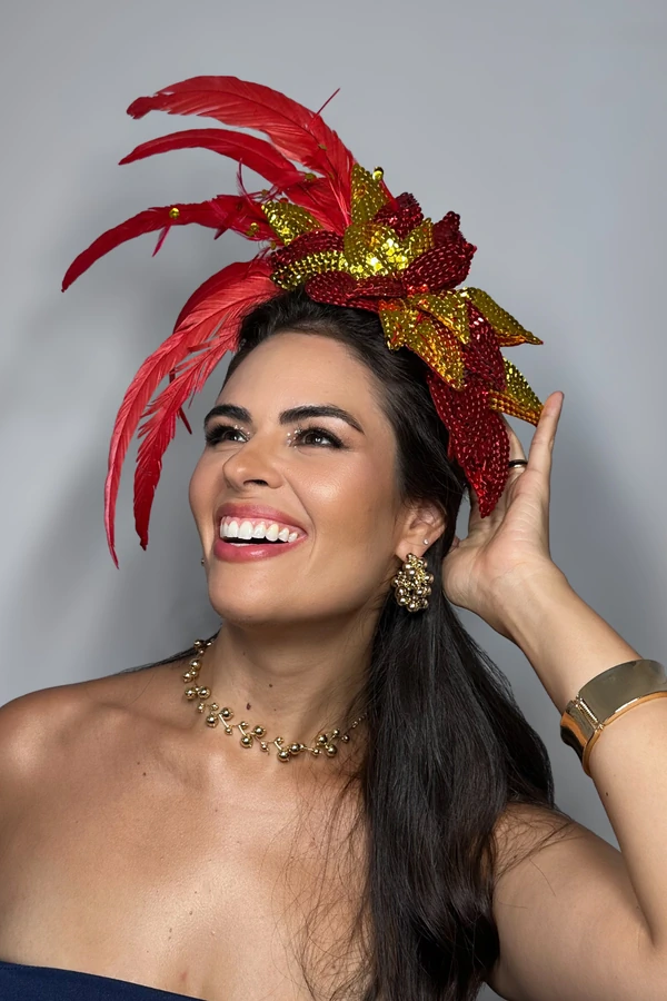Tiara Carnaval Pluma Vermelha
