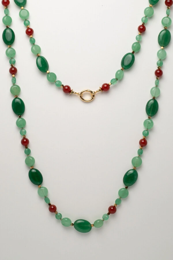 Colar Longo Jardins Agatha Verde Banho Ouro 18K