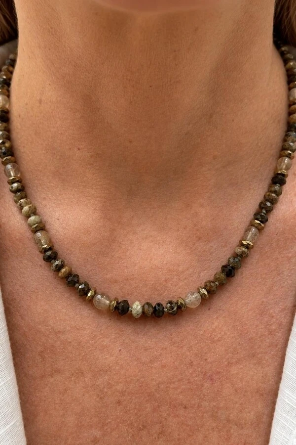Colar Mix Pedras Banho Ouro 18K