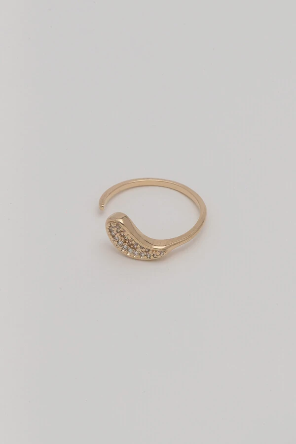 Anel Gota Zircônia Banho Ouro 18K