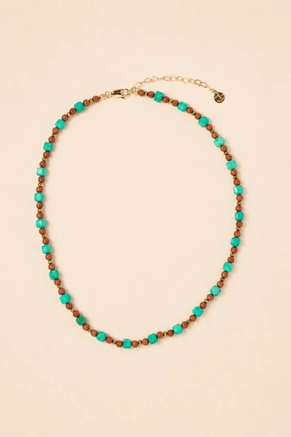 Colar Vicenza Goldstone Howlita Banho Ouro 18K