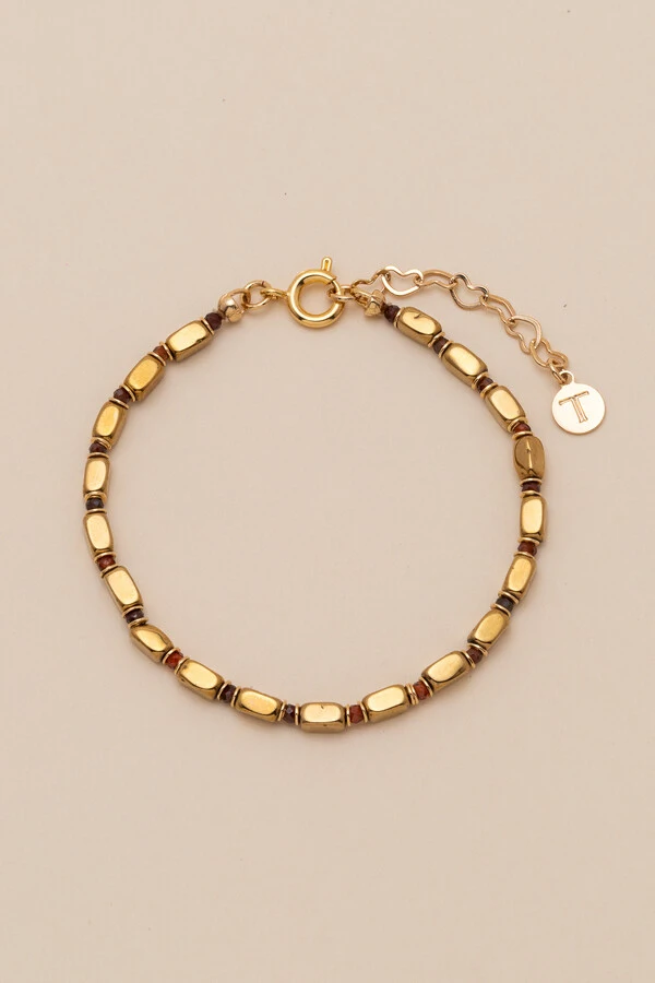 Pulseira Gaia Hematita Mini Zircônia Banho Ouro 18K
