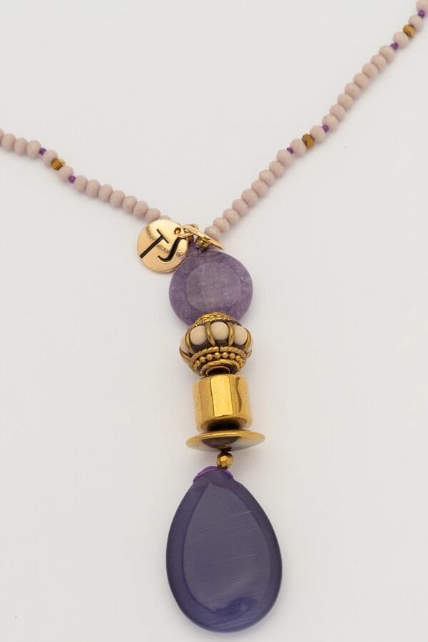 Colar Longo Verano Luna Lilás Olho de Gato