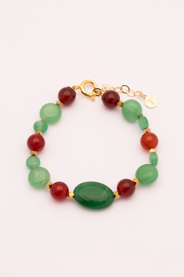 Pulseira Jardins Agatha Verde Banho Ouro 18K
