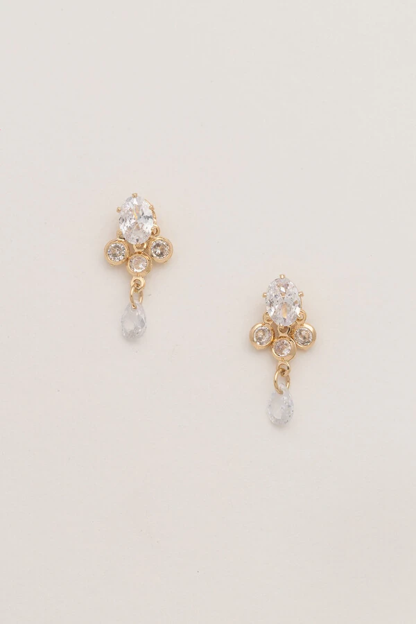 Brinco Zircônias Banho Ouro 18K