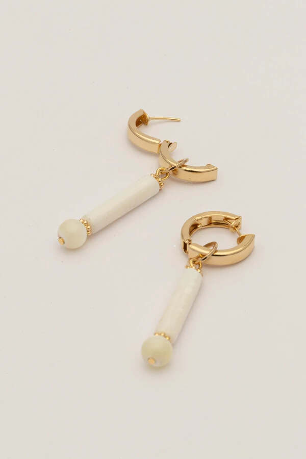 Brinco Argola Palito Madre Banho Ouro 18K