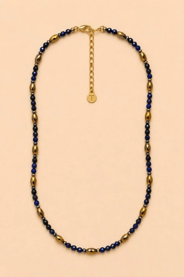 Colar Choker Sodalita Blue Banho Ouro 18K