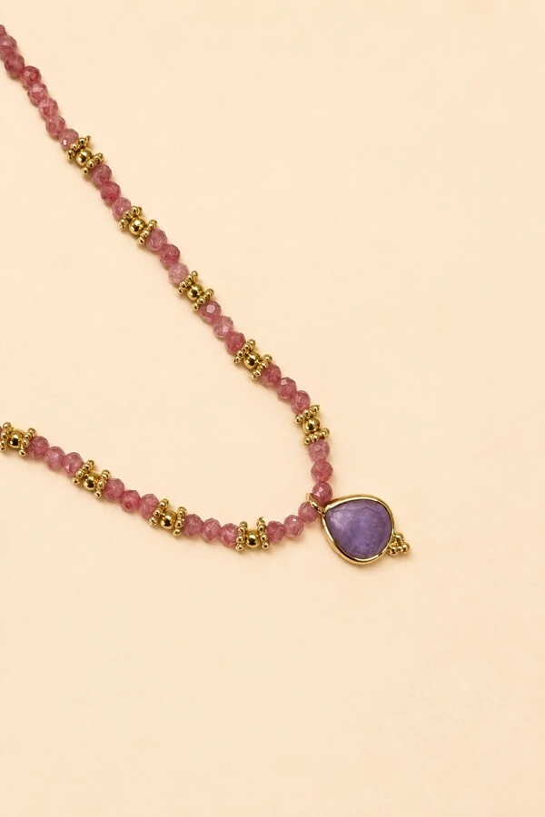 Colar Prya Fiore Gota Ametista Banho Ouro 18K