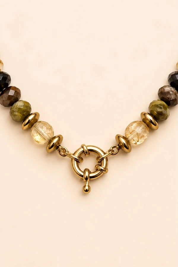 Colar Mix Pedras Banho Ouro 18K