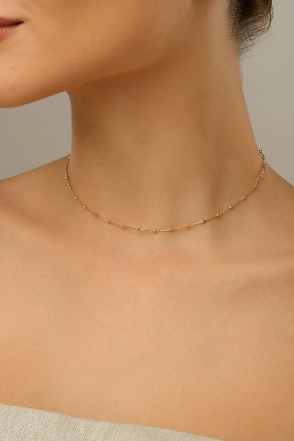 Colar Bolinhas Banho Ouro 18K