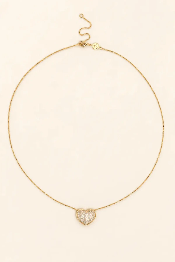 Colar Coração Zircônia Banho ouro 18K