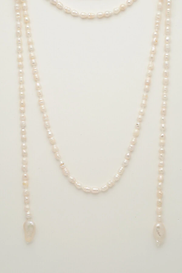 Colar Gravata Pérola Natural