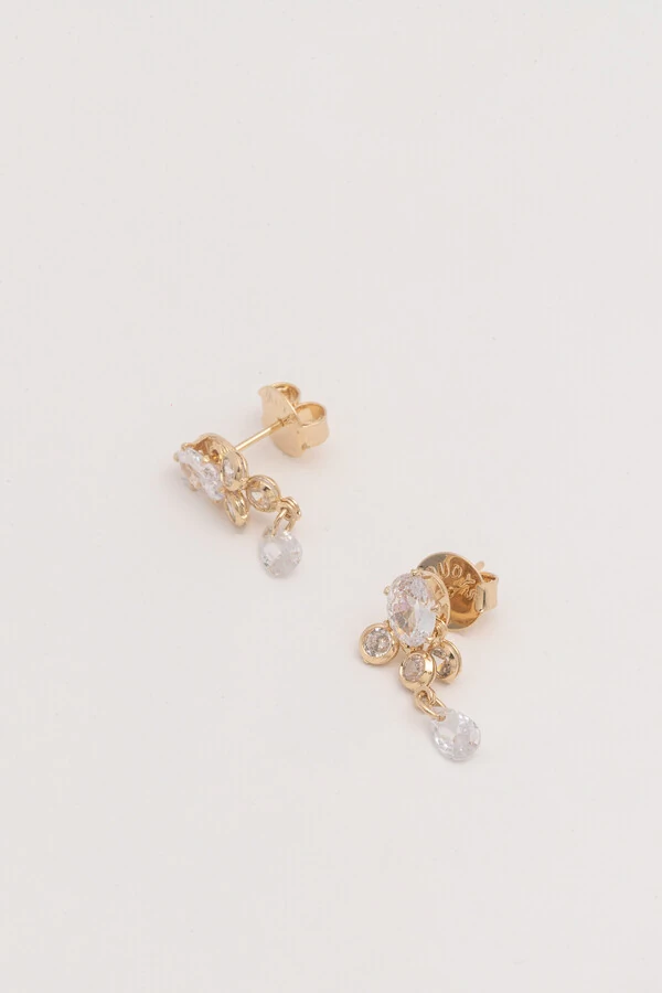 Brinco Zircônias Banho Ouro 18K