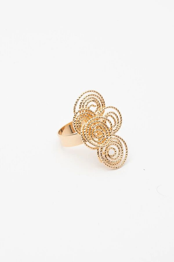 Anel Dourado Caracóis Diamantados
