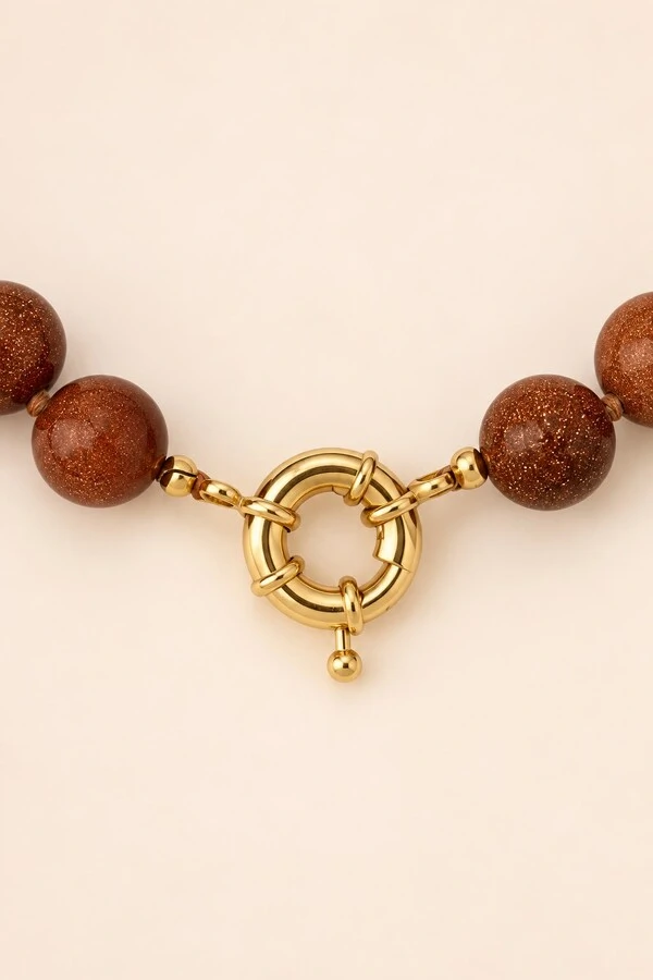 Colar Goldstone Banho Ouro 18K