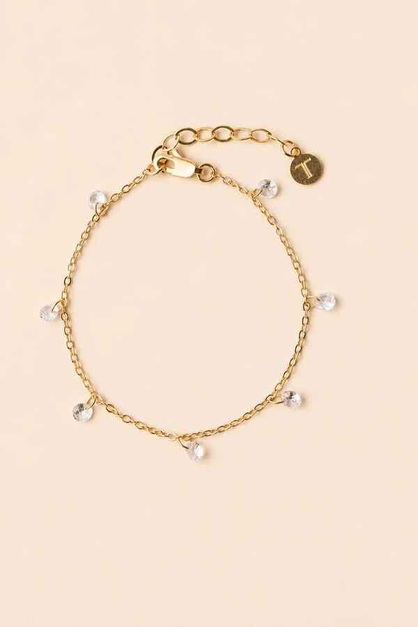 Pulseira Elos e Zircônia Banho Ouro 18K