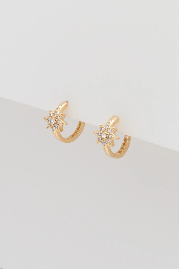 Brinco Argola Sol Zircônia Banho Ouro 18K