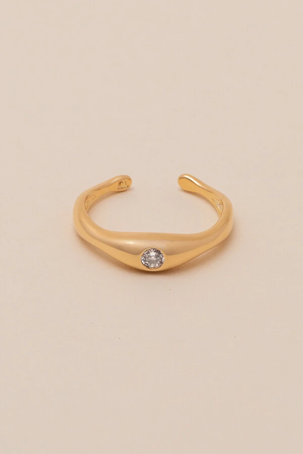Anel Ponto Zircônia Banho Ouro 18K