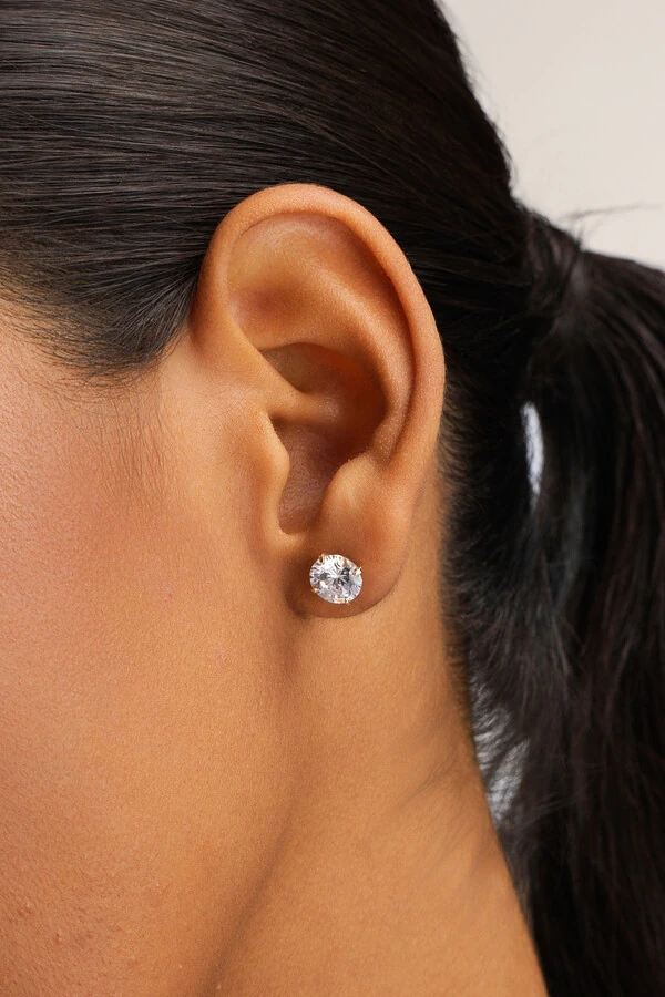 Brinco Ponto de Luz Zircônia Banho Ouro 18K