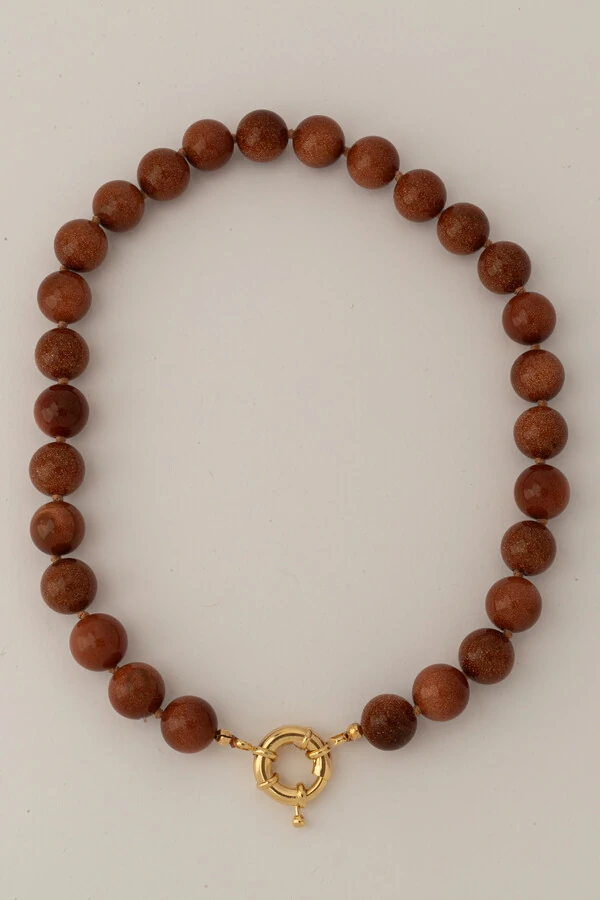 Colar Goldstone Banho Ouro 18K