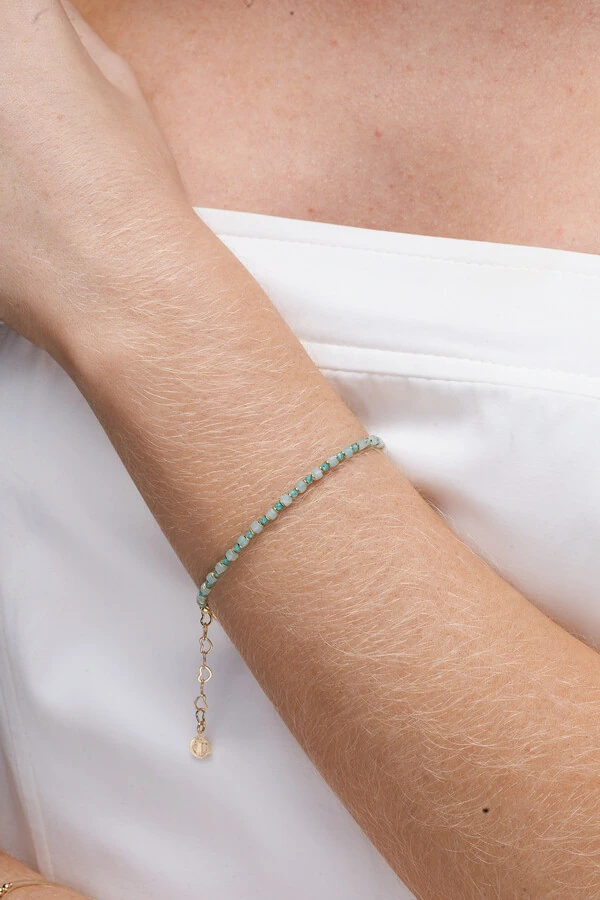 Pulseira Eloysa Amazonita Banho Ouro 18K