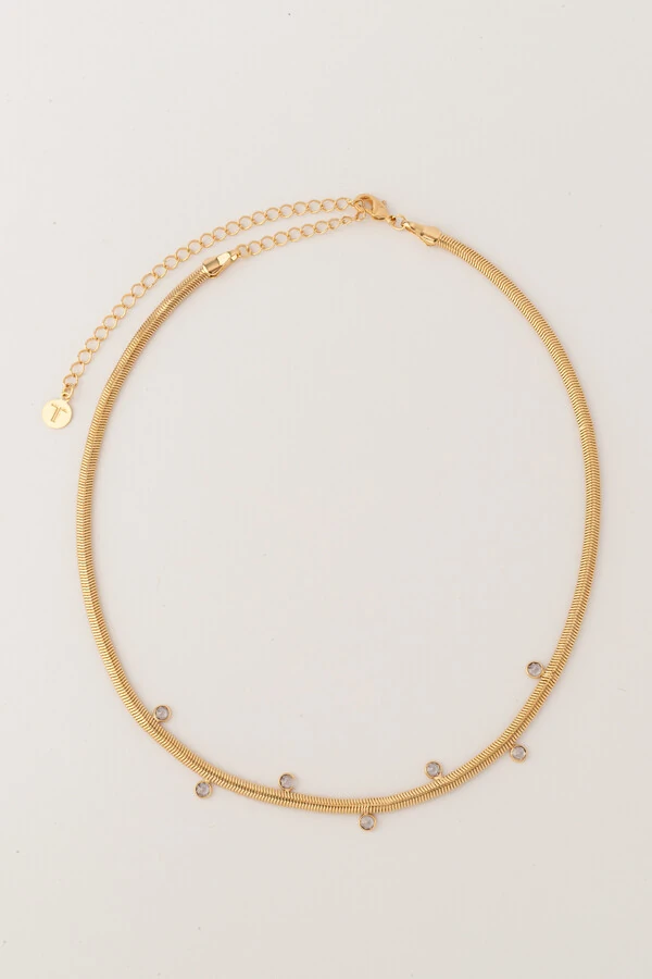 Colar Dourado Malha Ponto De Luz