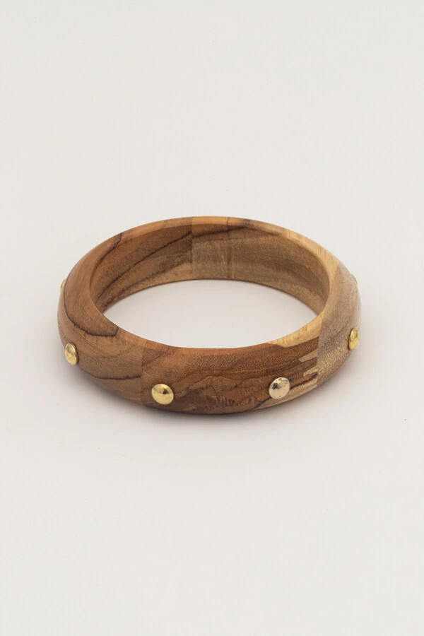 Bracelete Madeira Tachinhas Douradas