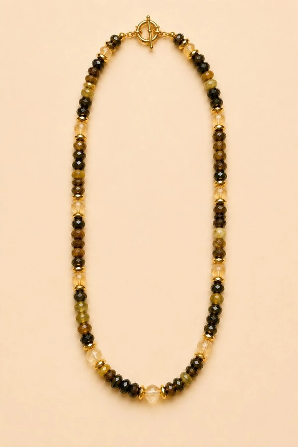 Colar Mix Pedras Banho Ouro 18K