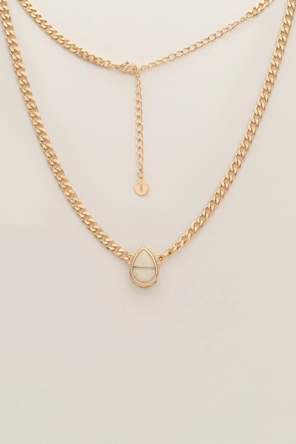 Colar Choker Dourado Gota Resina Off White
