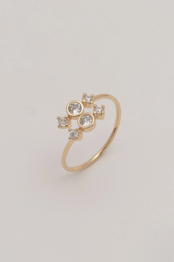 Anel Abraço Zircônia Banho Ouro 18K