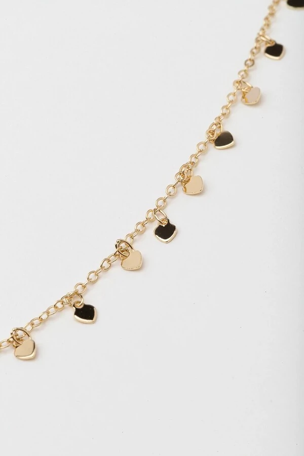 Colar Plaquinhas Mini Corações Banho Ouro 18k