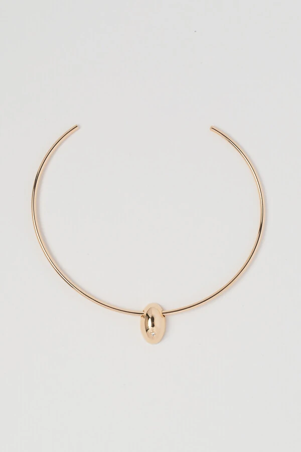 Colar Aro Dourado Bean Ponto Zircônia