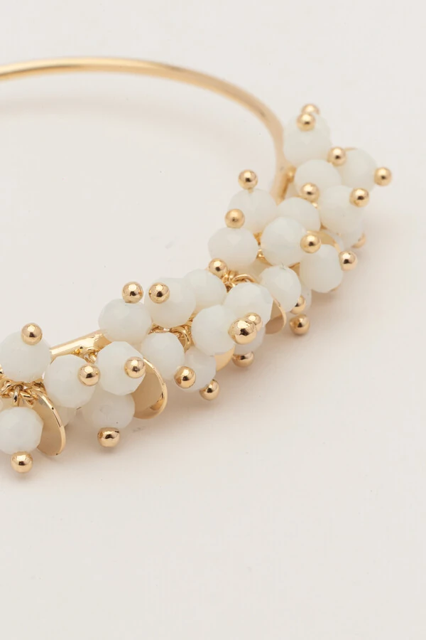 Pulseira Plaquinhas Dourada Cristais Off White