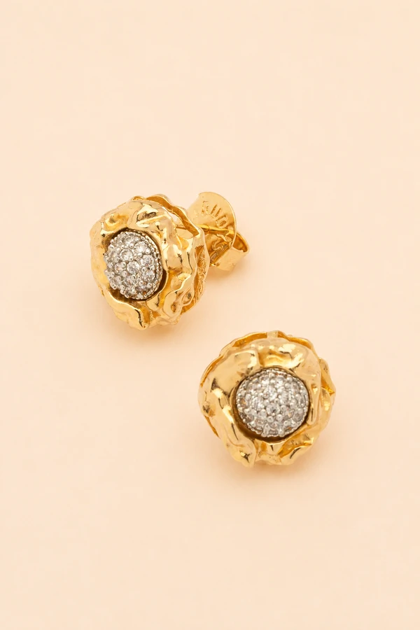 Brinco Dourado Lava Zircônia Cristal