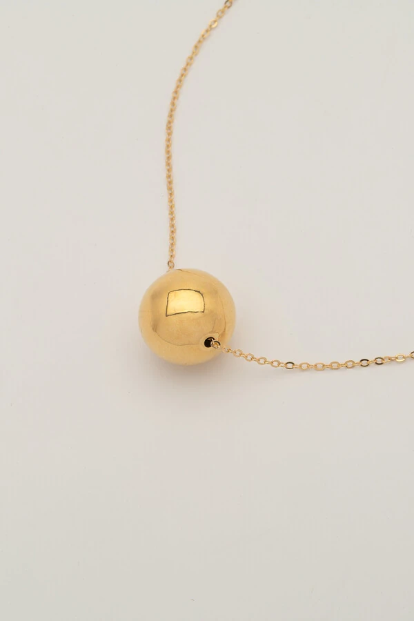 Colar Longo Bola Chic Banho Ouro 18k