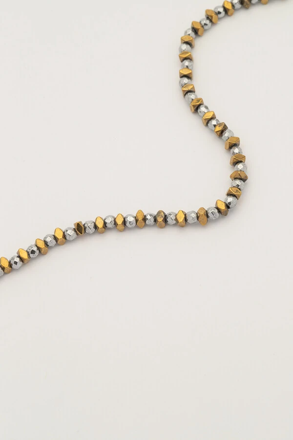 Colar Hematita Banho Ouro 18k