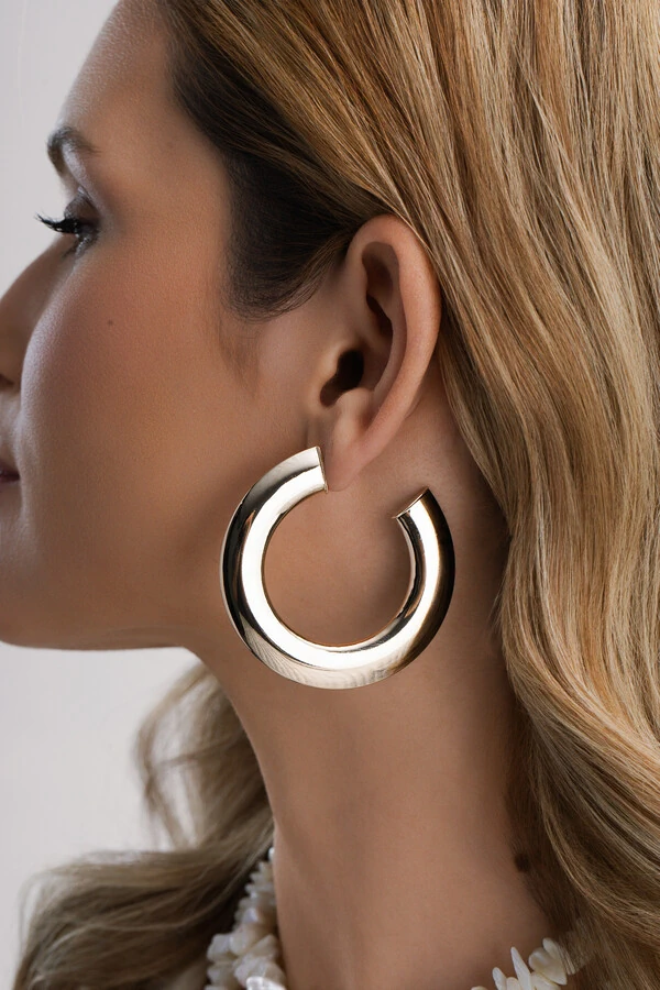 Brinco Dourado Argola Prensada