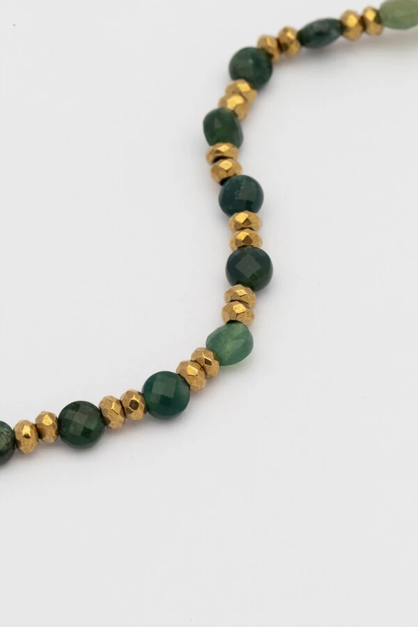 Pulseira Dawn Jade Jasper Oceano Banho Ouro 18K
