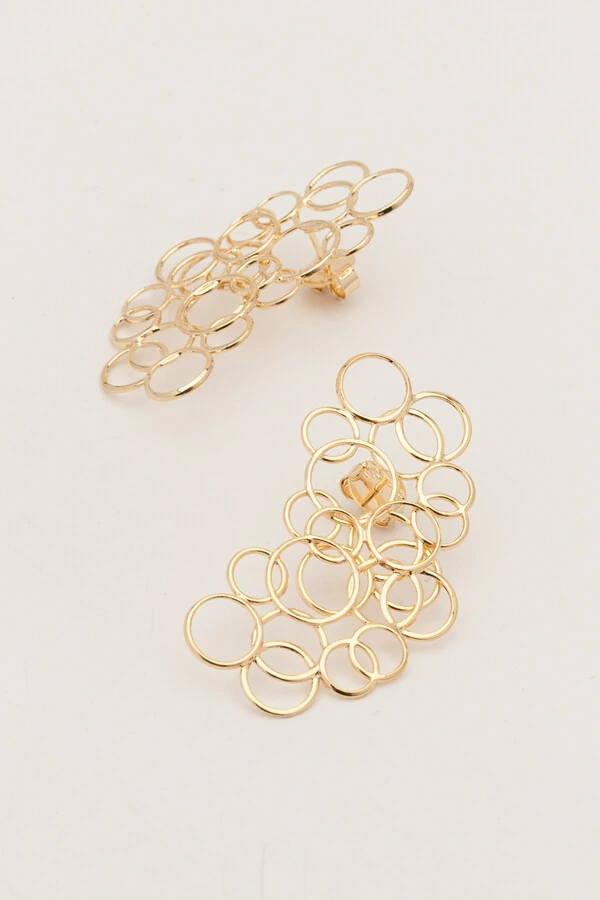 Brinco Dourado Círculos Vazado