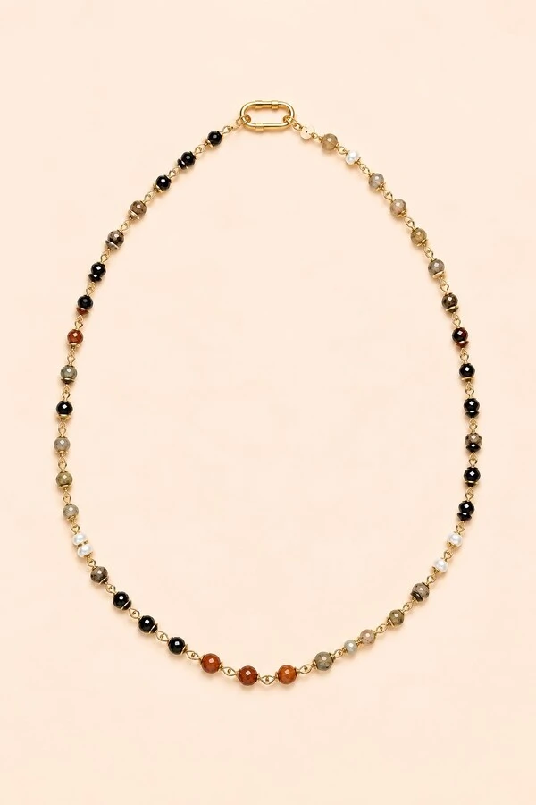 Colar Pedras Mix Jasper Banho Ouro 18K