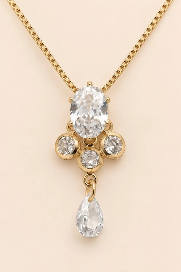 Colar Banho Ouro 18K Zircônias Cristal