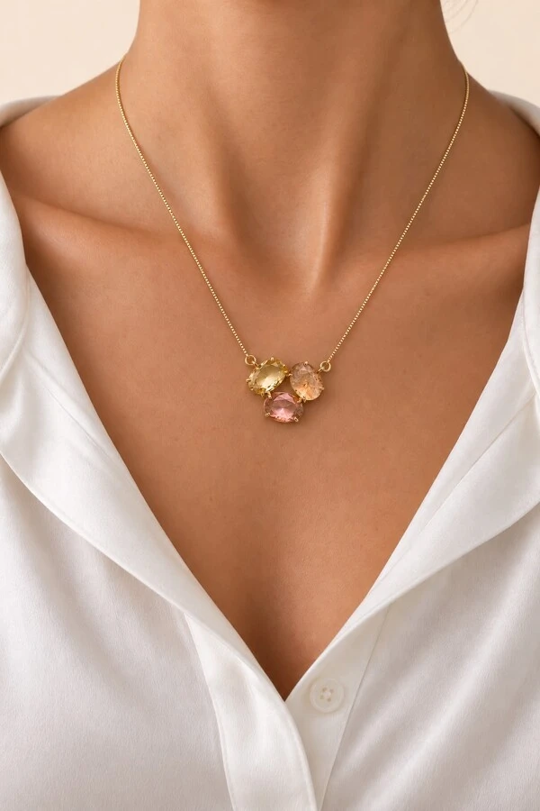 Colar Dourado Harmonia Cristais