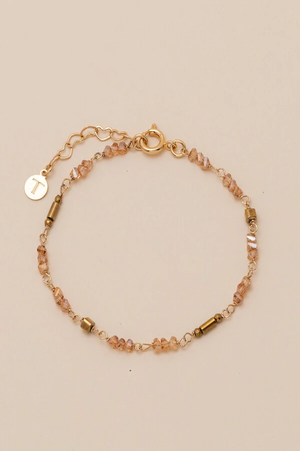 Pulseira Olbia Cristal Golden Hematita Banho Ouro 18K