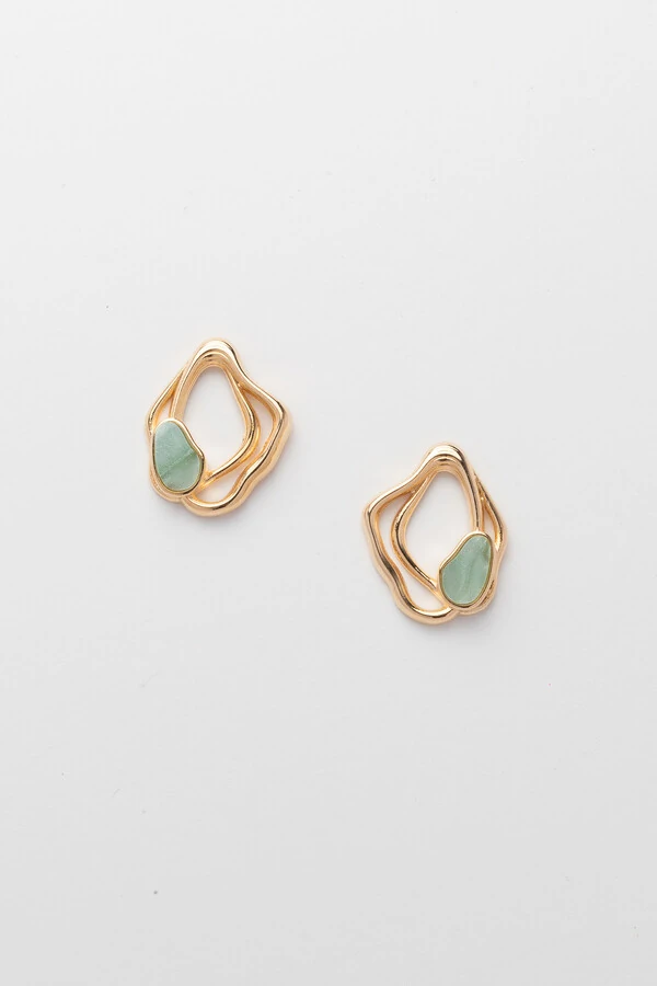 Brinco Dourado Orgânico Resina Verde