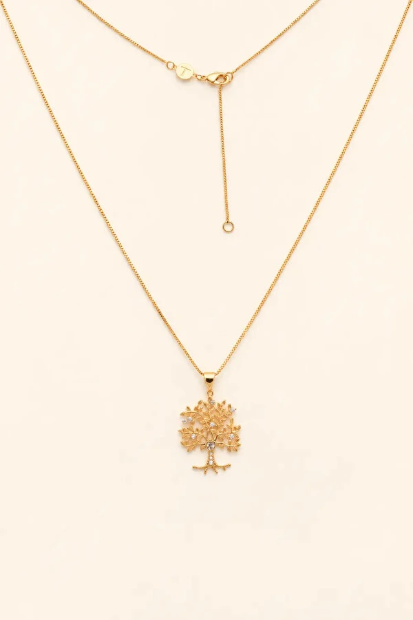 Colar Veneziana Árvore da Vida Banho Ouro 18k