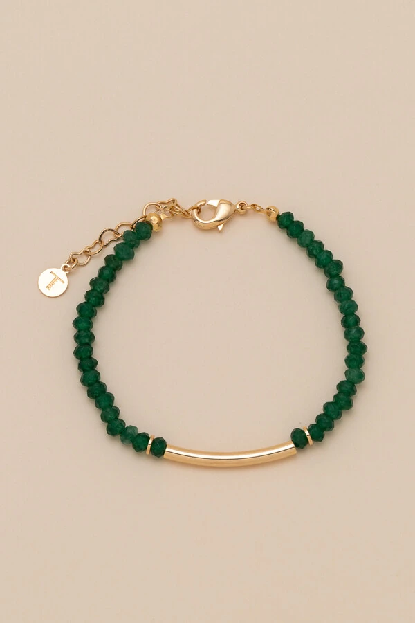 Pulseira Dourada Gaia Jade Verde