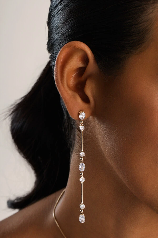 Brinco Dourado Palito Zircônia